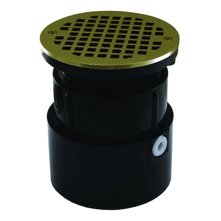 Jones Stephens 4in. ABS Over Pipe Fit Drain Base with 3-1/2in. Plastic Spud and 5in. Nickel Bronze Strainer D53424